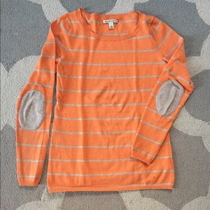 Soft Striped Sweater with Elbow Patch